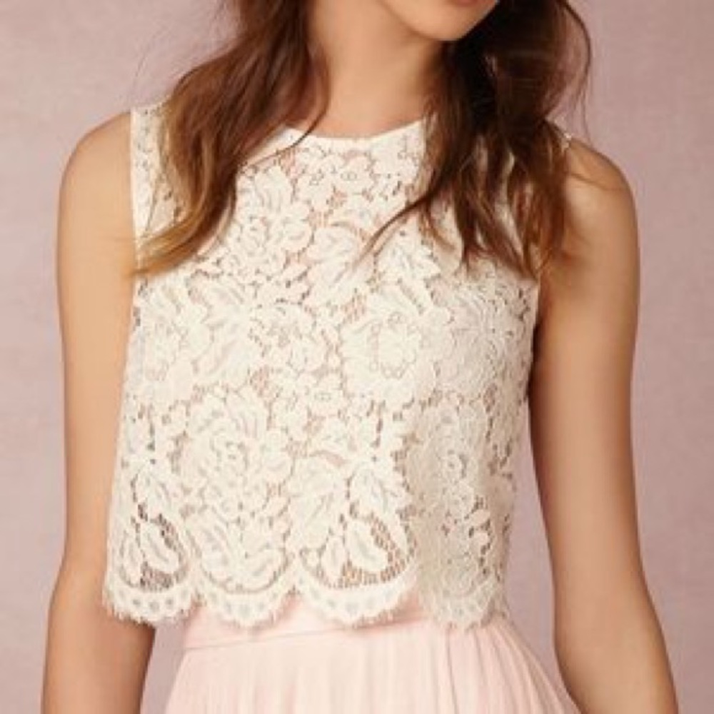 Jenny Yoo Ivory Lace Crop Top